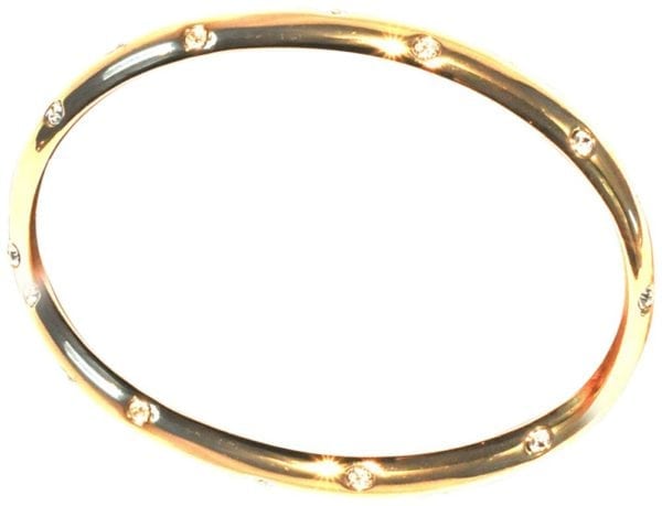 JOSEPH ESPOSITO, SATIN GOLD OVAL BANGLE BRACELET WITH SCATTERED CRYSTALS - Image 4