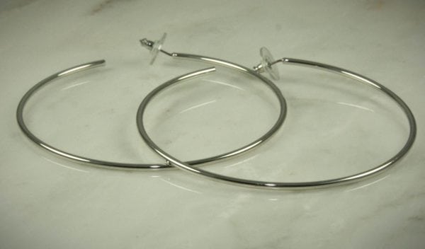 3" INCH GOLD OR SILVER THIN TUBE HOOPS, PIERCED - Image 3