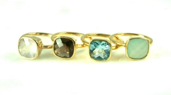 STACKABLE SEMI PRECIOUS STONE RINGS, 18KT & STERLING SILVER (.925) - Image 2