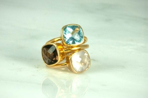 STACKABLE SEMI PRECIOUS STONE RINGS, 18KT & STERLING SILVER (.925) - Image 5