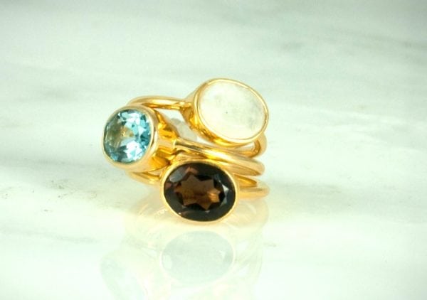 STACKABLE SEMI PRECIOUS STONE RINGS, 18KT & STERLING SILVER (.925) - Image 4