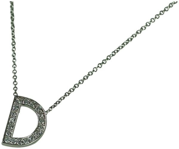 "K" INITIAL PENDANT NECKLACE, PAVE CRYSTALS AND STERLING SILVER (.925) - Image 2