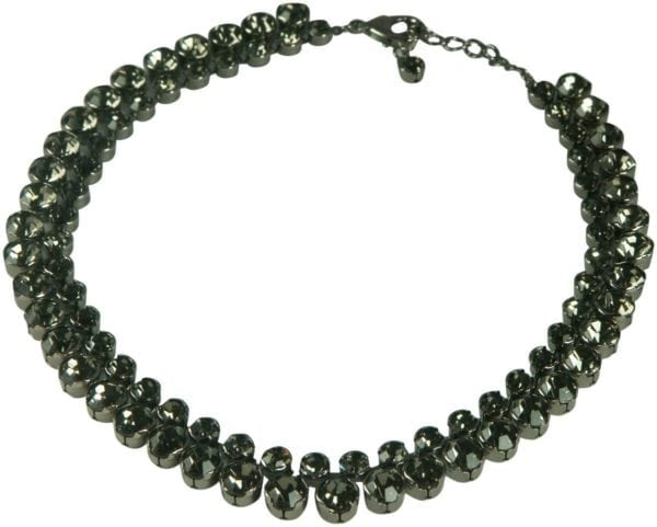 CRYSTAL-2 ROW NECKLACE-GOLD,SILVER,OR BLACK CRYSTAL-ALSO 3 ROW-1
