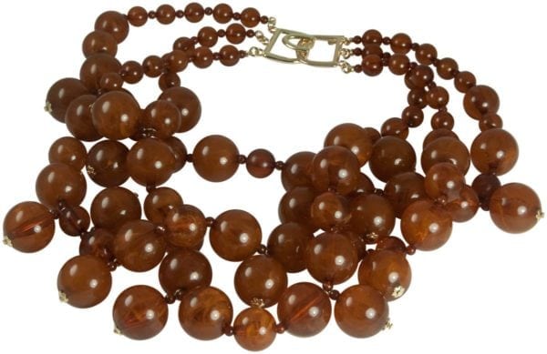 KENNETH JAY LANE-3 STRAND PEARL COLOR BEADS CLUSTER DROPS NECKLA