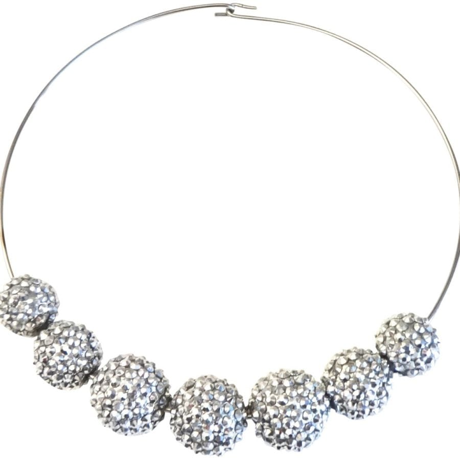 KENNETH JAY LANE-7 PAVE CRYSTAL BEADS ON WIRE NECKLACE-CHOOSE: B