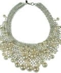 KENNETH JAY LANE-PEARL DROP- BIB NECKLACE-GOLD OR SILVER-6461