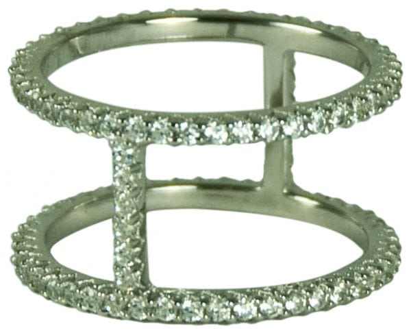 STERLING-SILVER-925-2-ROW-STACK-RING-CZ