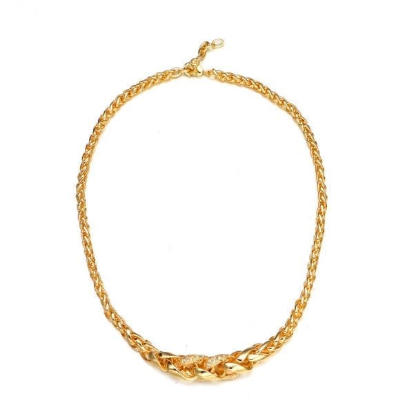 DESIGNER INSPIRED-14KT GOLD PLATE NECKLACE W/PAVE CRYSTAL ACCENT