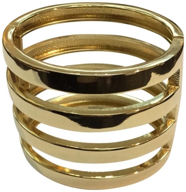 KENNETH JAY LANE- CUFF BRACELET-14KT GOLD PLATE-2.5 INCHES HIGH