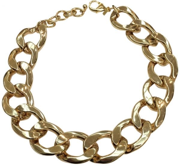 KENNETH JAY LANE-CHAIN COLLAR NECKLACE-14KT GOLD PLATE
