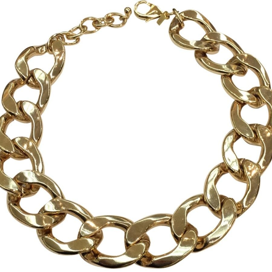 KENNETH JAY LANE-CHAIN COLLAR NECKLACE-14KT GOLD PLATE