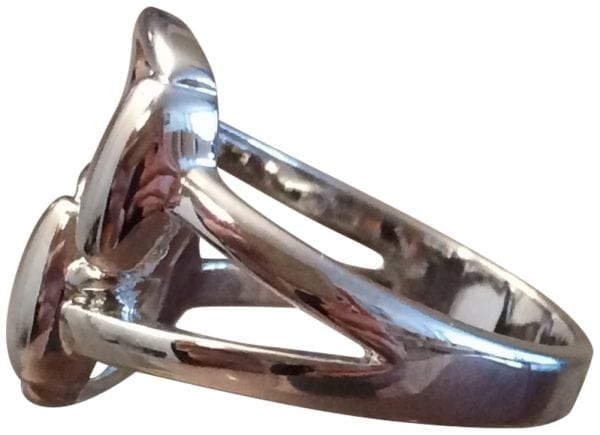 DOUBLE HORSE BIT RING-SILVER PLATE-SIZES:6,7,OR 8.