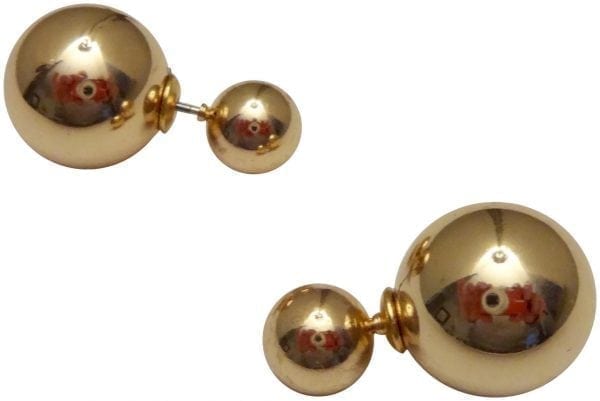 KENNETH JAY LANE-2 SIDED-STUDS EARRINGS-GOLD OR SILVER-0