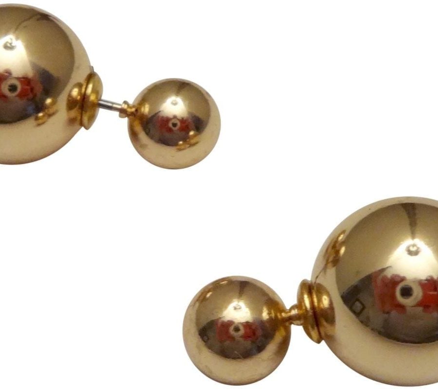 KENNETH JAY LANE-2 SIDED-STUDS EARRINGS-GOLD OR SILVER-7608