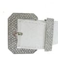 PAVE CRYSTAL BUCKLE BRACELET-WHITE LEATHER-ALSO AVAILABLE IN ORA