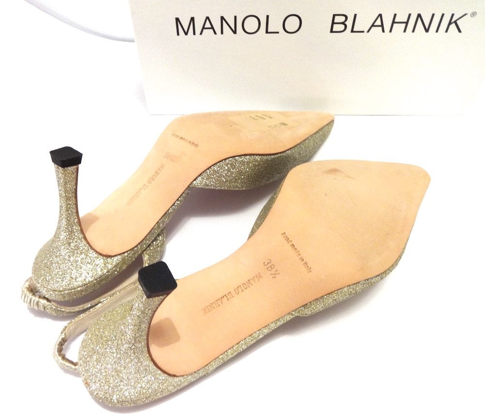 Manolo Blahnik, Shoes, Manolo Blahnic Lizard Hand Made Sparkle Slingback  Pump