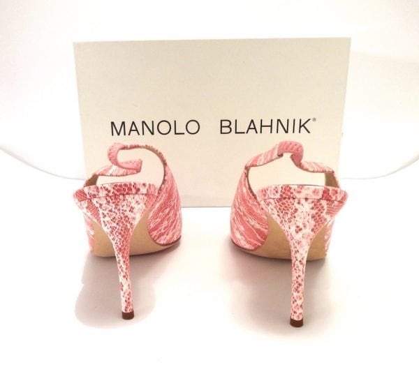 MANOLO BLAHNIK-PINK/WHITE LEATHER SLINGBACKS-SO GORGEOUS!!! -8684