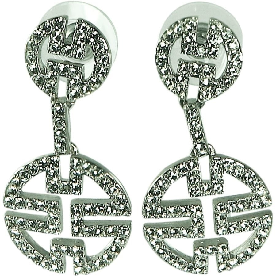 DESIGNER INSPIRED DOUBLE DROP PAVE CRYSTALS EARRINGS-STERLING SI