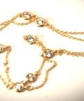 16" inch-Cubic Zarconia Stations Necklace-.925 & 14kt Gold