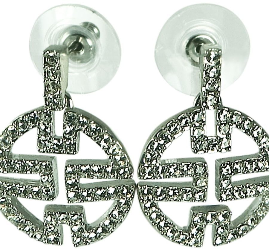 DESIGNER INSPIRED SINGLE DROP PAVE CRYSTALS EARRINGS-STERLING SI
