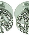 DESIGNER INSPIRED-PAVE CRYSTAL STUD EARRING-SILVER PLATE-PIERCED