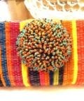 WOVEN FABRIC CLUTCH WITH BEADED CLASP - PERFECT FOR WINTER VACATION!!-8054