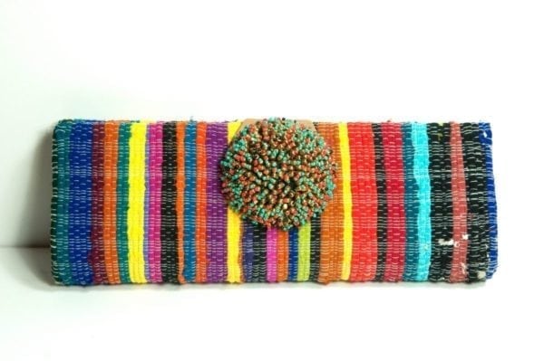 WOVEN FABRIC CLUTCH WITH BEADED CLASP - PERFECT FOR WINTER VACATION!!-0