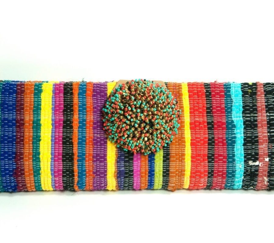 WOVEN FABRIC CLUTCH WITH BEADED CLASP - PERFECT FOR WINTER VACATION!!-0