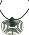 LEATHER NECKLACE WITH SWARVOSKI CRYSTALS PENDANT-BLACK OR BROWN-7964