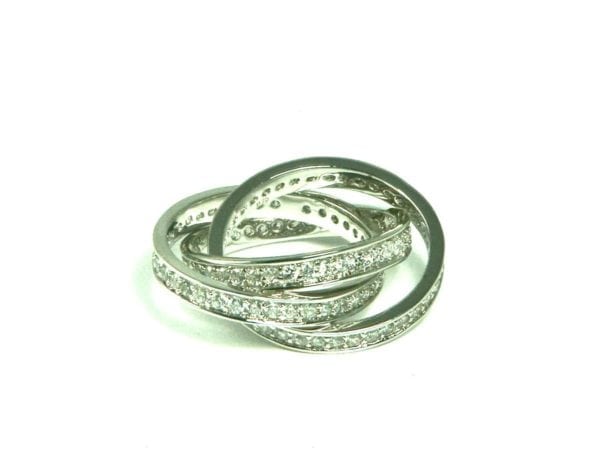 3 BAND CRYSTAL SILVER ROLLING RING, STERLING SILVER (.925) BASE, SIZE-9 - Image 4