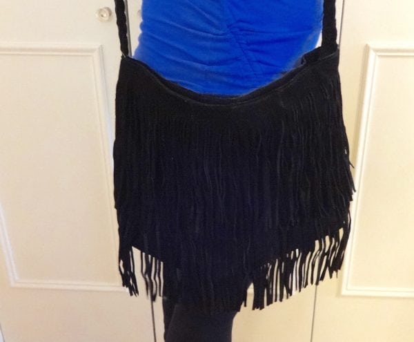 SUEDE FRINGE CROSS BODY HANDBAG-COBALT, BLACK, GRAY, TAN-7540