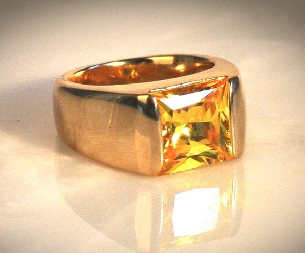 14kt Gold Plate Ring with Square Stone inset