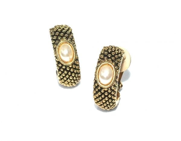 Narrow Clip Earring WITH PEARL. GOLD OR SILVER-0