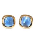 GOLD CLIP EARRING WITH BLACK RESIN, NAVY OR AMY CRYSTAL-6878