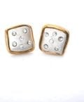 Matte Silver With Cz Stone Center Square Earring. -6831