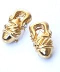 GOLD EARRINGS WITH BLACK CABACHON ACCENTS-6863