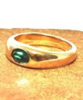 STACKABLE RINGS-RED CRYSTAL & GREEN CRYSTAL CABOCHON-14KT GOLD PLATE-SIZE-9-7007