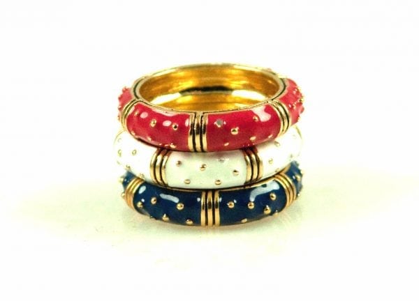 ENAMEL RING-DESIGNER INSPIRED WITH GOLD DOTS