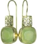 BETTY CARRE-18KT GOLD PLATE EARRING WITH GREEN ONYX STONE. PAVE CRYSTAL ACCENTS-7838