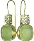 BETTY CARRE-18KT GOLD PLATE EARRING WITH PREHNITE STONE. PAVE CRYSTAL ACCENTS-7859