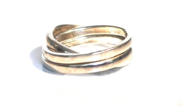 Sterling Silver 3 Band Rolling Ring-Size-6-0