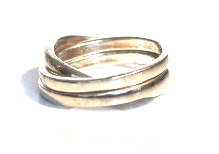 Sterling Silver 3 Band Rolling Ring-Size-6-0