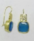 BETTY CARRE-18KT GOLD PLATE EARRING WITH TURQUOISE STONE. PAVE CRYSTAL ACCENTS-6572