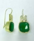 BETTY CARRE-18KT GOLD PLATE EARRING WITH PREHNITE STONE. PAVE CRYSTAL ACCENTS-6564
