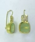 BETTY CARRE-18KT GOLD PLATE EARRING WITH GREEN ONYX STONE. PAVE CRYSTAL ACCENTS-6431