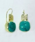 BETTY CARRE-18KT GOLD PLATE EARRING WITH GREEN ONYX STONE. PAVE CRYSTAL ACCENTS-6432