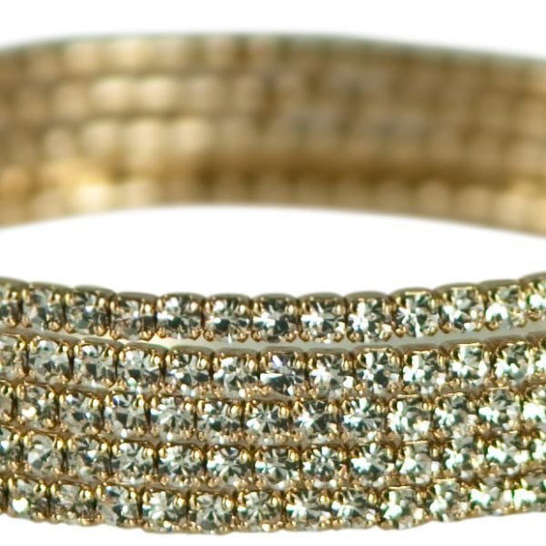 5 ROW//GOLD-AUSTRIAN CRYSTALS-FLEXIBLE WRAP BRACELET