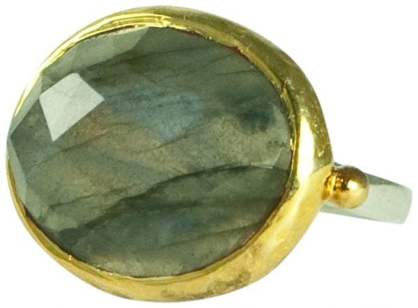 VERMEIL-FACETED OVAL SEMI PRECIOUS STONES RING-GORGEOUS!!-7804