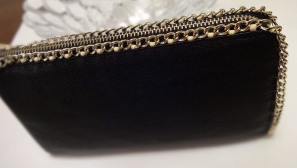 BLACK PLEATHER CLUTCH/WALLET BLACK (HEMITATE) OR GOLD CHAIN ZIPPER - Image 5