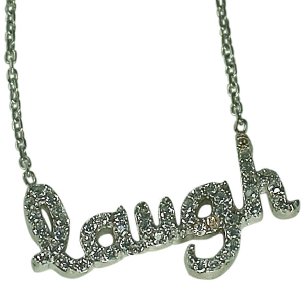 "LAUGH" STERLING SILVER (.925) NECKLACE, WITH CUBOC ZIRCONIA'S INSETS - Image 3